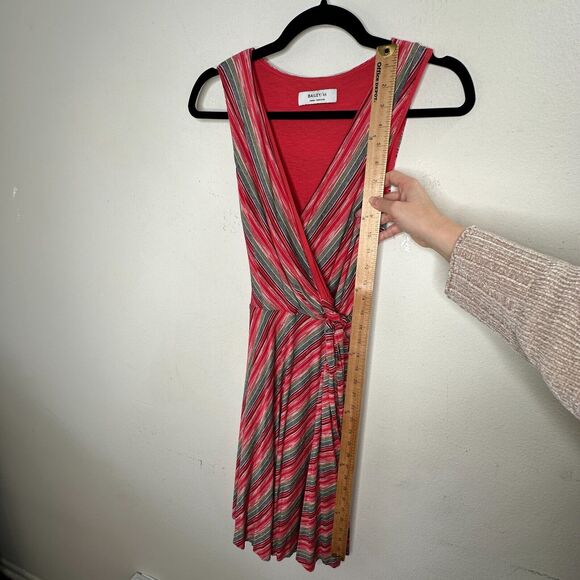 Bailey 44 Peach Blue & Green Striped Emile Sleeveless V-Neck Faux Wrap Dress XS - Picture 16 of 16